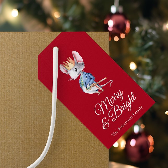 Etiqueta Para Presente Merry & Bright Nutcracker Mouse Christmas (Criador carregado)