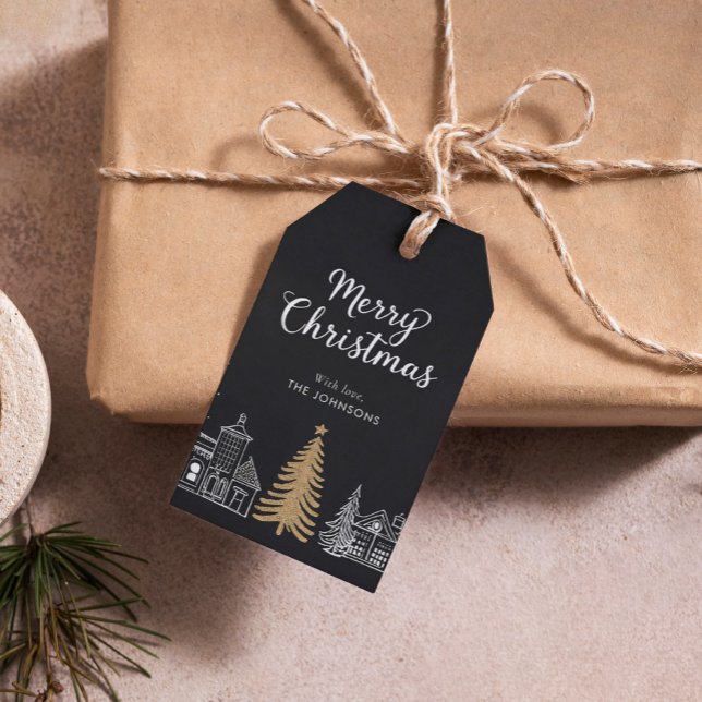 Etiqueta Para Presente Merry Christmas Calligraphy Scrip Holiday  (Criador carregado)