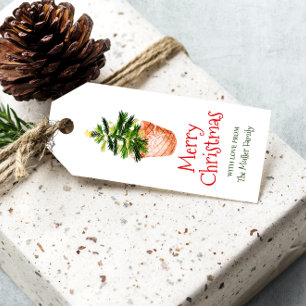 Etiqueta Para Presente Merry Christmas — cesto verde-aquarela