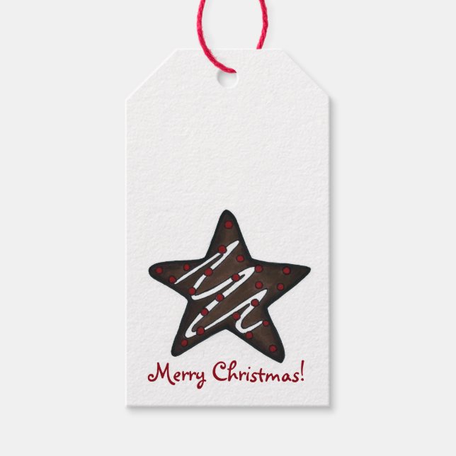 Etiqueta Para Presente Merry Christmas Chocolate Peppermint Star Cookie (Frente)