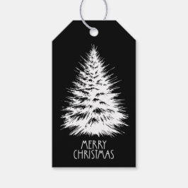 Etiqueta Para Presente Merry Christmas Distressed Chic White Pine Tree