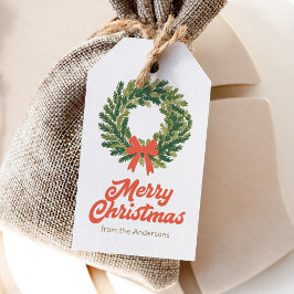 Etiqueta Para Presente Merry Christmas Holiday Wreath