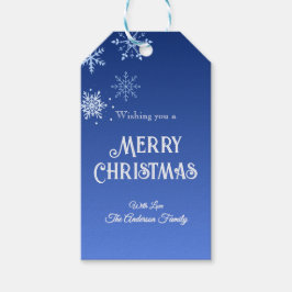 Etiqueta Para Presente Merry Christmas Modern Blue Snowflakes
