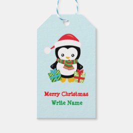 Etiqueta Para Presente Merry Christmas Penguin ilustração
