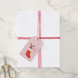 Etiqueta Para Presente Merry Christmas Reindeer Em Um Branco De Balança
