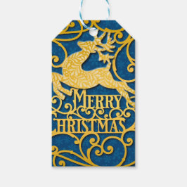 Etiqueta Para Presente Merry Christmas Reindeer Silhouettes Snowflake