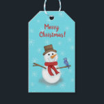 Etiqueta Para Presente Merry Christmas snowman e blue bird custom<br><div class="desc">Bonito Snowman e sua amiguinha,  o pássaro azul de Juliana Costa Designs. Personalize com seu texto e dê um toque especial aos presentes de Natal.</div>