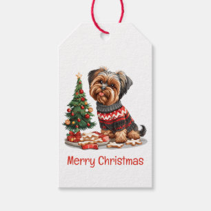 Etiqueta Para Presente Merry Christmas Yorkshire Terrier Dogs