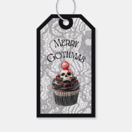 Etiqueta Para Presente Merry Gothmas Skull Cupcake Gift Tag
