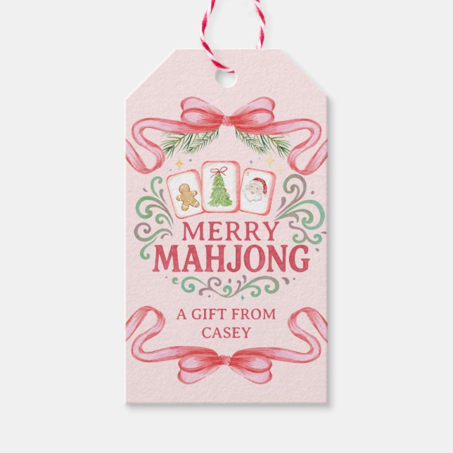 Etiqueta Para Presente Merry Mahjong | Natal (Frente)