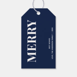 Etiqueta Para Presente MERRY Mínimo | Azul Marinho de Festa