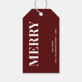 Etiqueta Para Presente MERRY Mínimo | Férias Vermelho Intenso