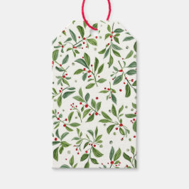 Etiqueta Para Presente Merry Mistletoe Red Berry White Watercolor
