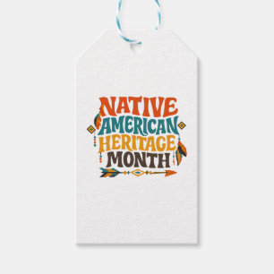 Etiqueta Para Presente Mês da Herança Nativa Americana Retro Groovy