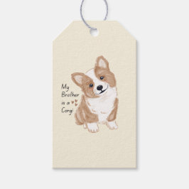 Etiqueta Para Presente 'Meu Irmão é um Corgi' Cachorro Divertido Creme Qu