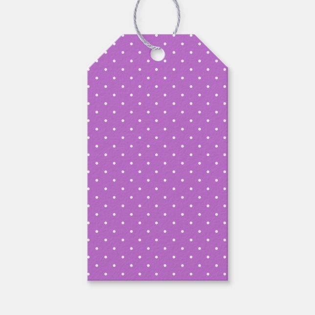 Etiqueta Para Presente Micro Bolinha Branco - Orquídea Roxo (Frente)