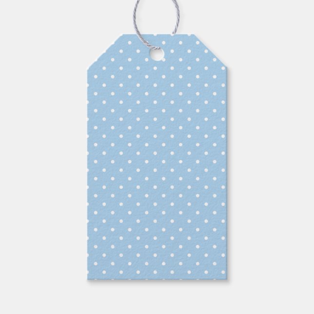 Etiqueta Para Presente Micro Bolinhas Branco - Azul Bebê (Frente)