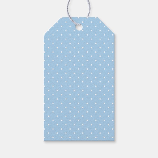 Etiqueta Para Presente Micro Bolinhas Branco - Azul Bebê (Frente)