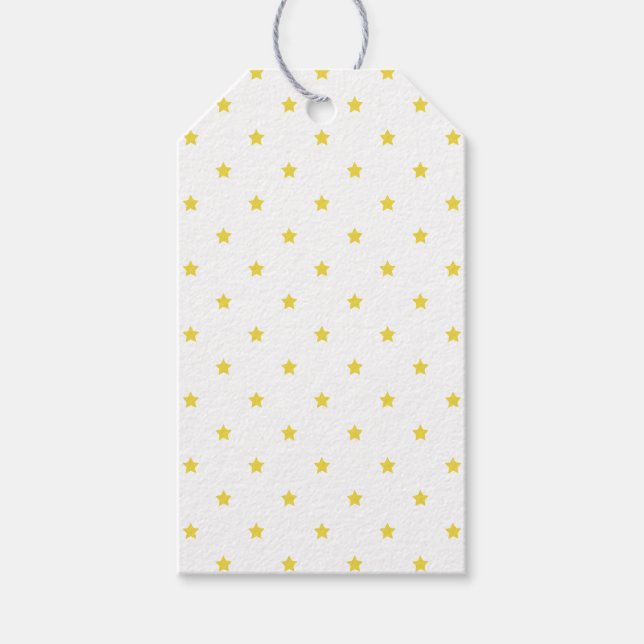 Etiqueta Para Presente Micro Estrelas Dourado Amarelo - Branco (Frente)