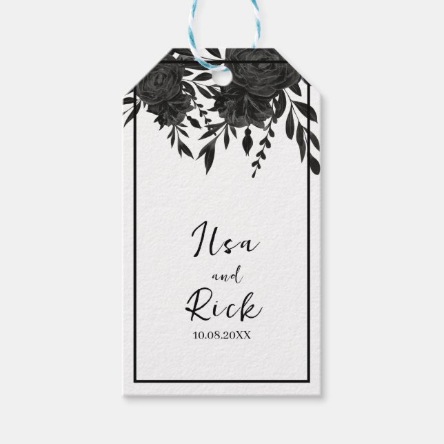 Etiqueta Para Presente Midnight Bloom: Um Casamento Floral Negro (Frente)