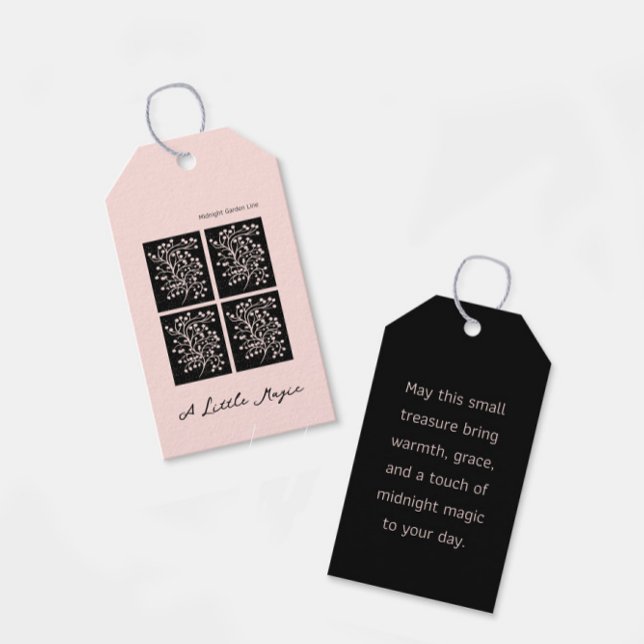 Etiqueta Para Presente Midnight Garden Line Soft Pink (Criador carregado)