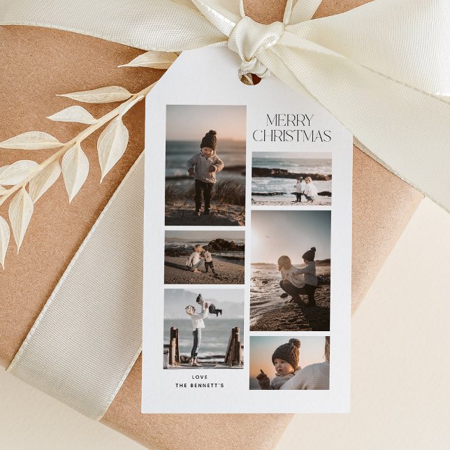 Etiqueta Para Presente Mínima 6 Fotografias Colagem Feliz Natal (Criador carregado)