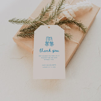Etiqueta Para Presente Minimal Blue Script Bachelorette Party Thank You