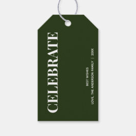 Etiqueta Para Presente Minimal CELEBRATE | Verde Floresta Feriado