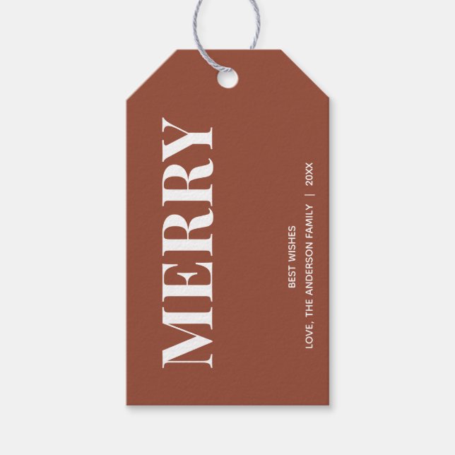Etiqueta Para Presente Minimal MERRY | Terracota de Férias (Frente)