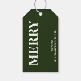 Etiqueta Para Presente Minimal MERRY | Verde Floresta de Férias