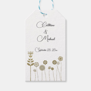 Etiqueta Para Presente Minimalismo Floral Suave e Dourado do Elegante Ete