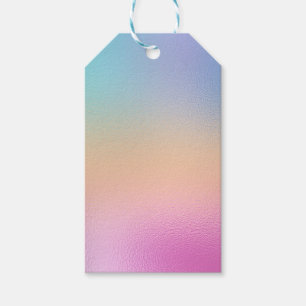 Etiqueta Para Presente Minimalismo holográfico cor-de-rosa azul