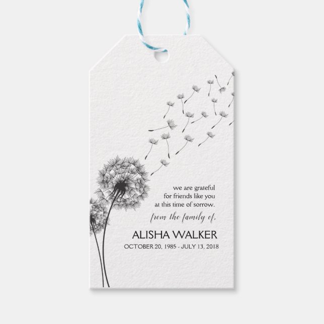 Etiqueta Para Presente Minimalismo Memorial Botanicals Flor Dandelion (Frente)