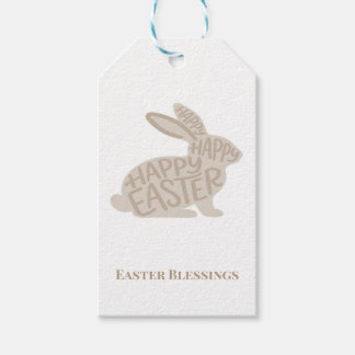 Etiqueta Para Presente Minimalist Beige Typography Rabbit Easter 