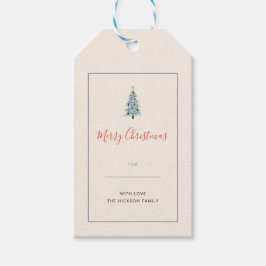 Etiqueta Para Presente Minimalist Blue Gray Plaid Merry Christmas