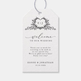 Etiqueta Para Presente Minimalist Monogram Calligraphy Crest Wedding