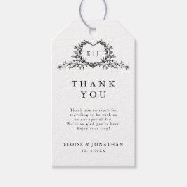 Etiqueta Para Presente Minimalist Monogram Calligraphy Crest Wedding