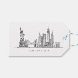 Etiqueta Para Presente Minimalist New York City Skyline Line Art