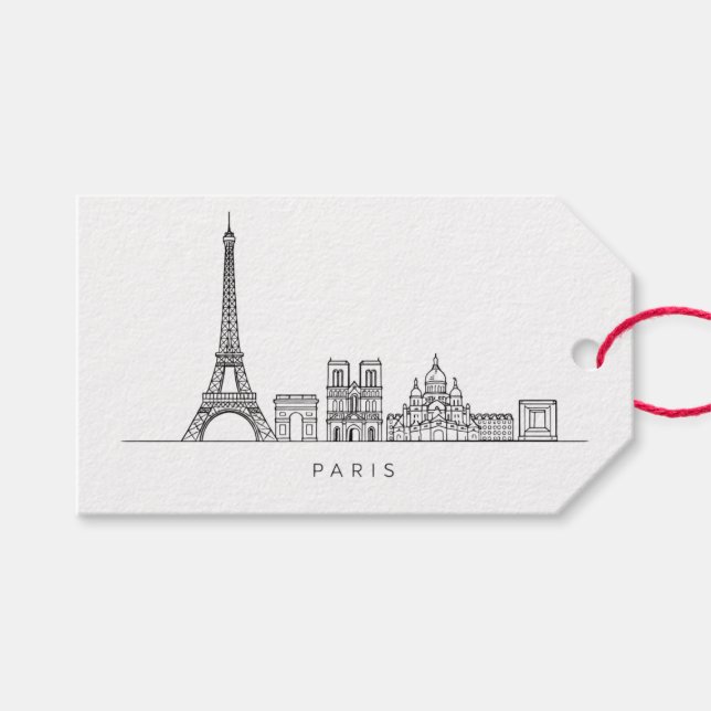 Etiqueta Para Presente Minimalist Paris Skyline Line Art (Frente (horizontal))