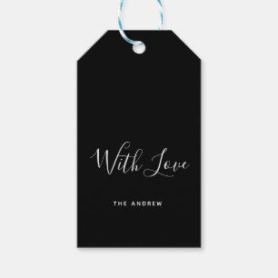 Etiqueta Para Presente Minimalista branco e negro com amor