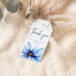 Etiqueta Para Presente Minimalista da Flor azul marinho Obrigado