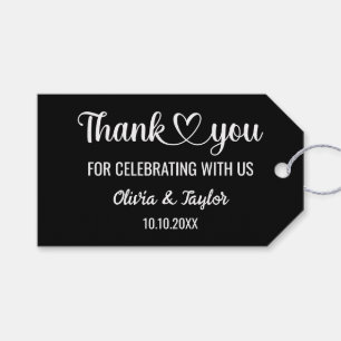 Etiqueta Para Presente Minimalista Elegante Coração de Agradecimento Pret