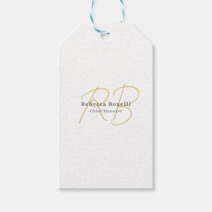 Etiqueta Para Presente Minimalista Exclusivo Moderno Monograma Cor Dourad