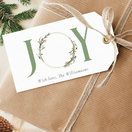 Etiqueta Para Presente Minimalista Verde - Joy Wreath no Natal