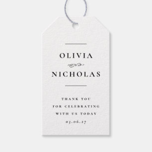 Etiqueta Para Presente Mínimo de casamento branco e preto