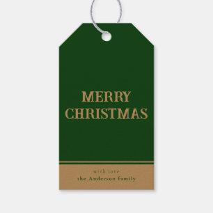 Etiqueta Para Presente Mínimo Dourado e Verde Feliz Natal