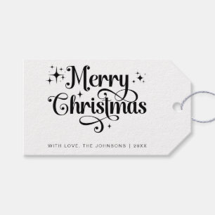 Etiqueta Para Presente Mínimo Elegante Natal branco e preto