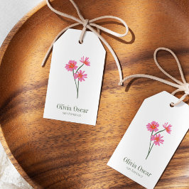 Etiqueta Para Presente Mínimo Flor Moderno Rosa, Branding Floral