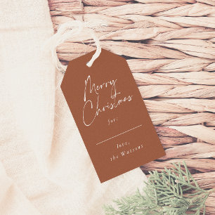 Etiqueta Para Presente Mínimo Moderno Manuscrito de Natal Vermelho