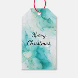 Etiqueta Para Presente Mint Aqua Pearl Dourado Marble